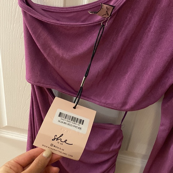 Elegant Purple One-Shoulder Mini Dress - Picture 9 of 11